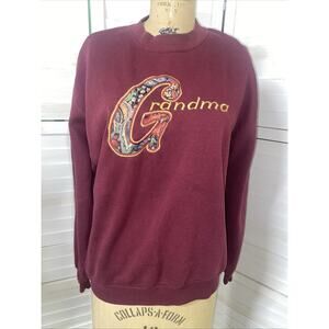 VTG 80s Jerzeez Grandma Logo Embroidered Cotton Sweatshirt Large Granny